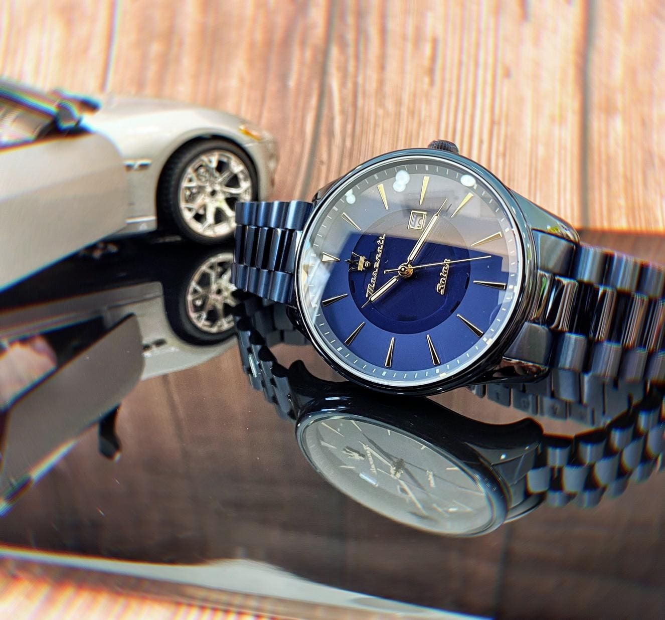 【Maserati瑪莎拉蒂】經典藍三針太陽能時尚腕錶  R8853146003 (45mm)  現代鐘錶