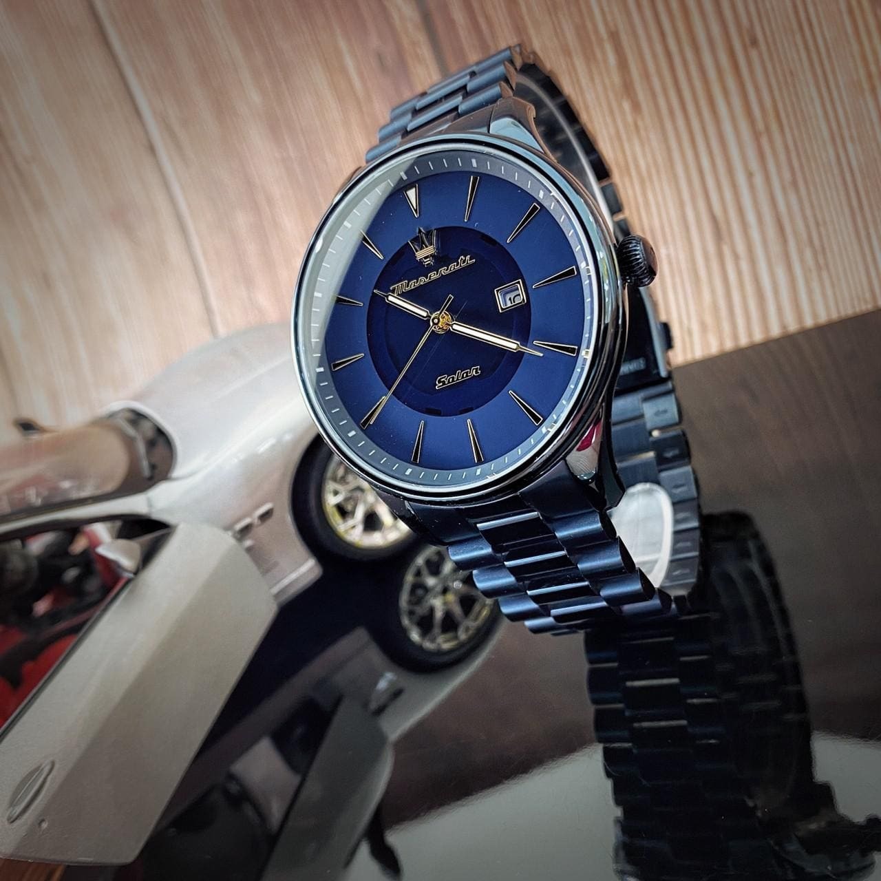 【Maserati瑪莎拉蒂】經典藍三針太陽能時尚腕錶  R8853146003 (45mm)  現代鐘錶