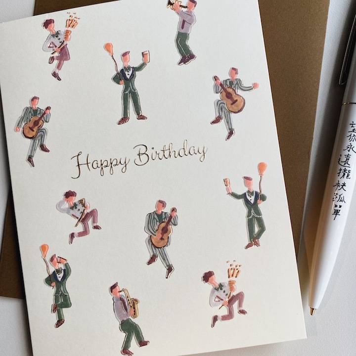 樂隊 生日快樂 燙金萬用賀卡 日本Greeting Life