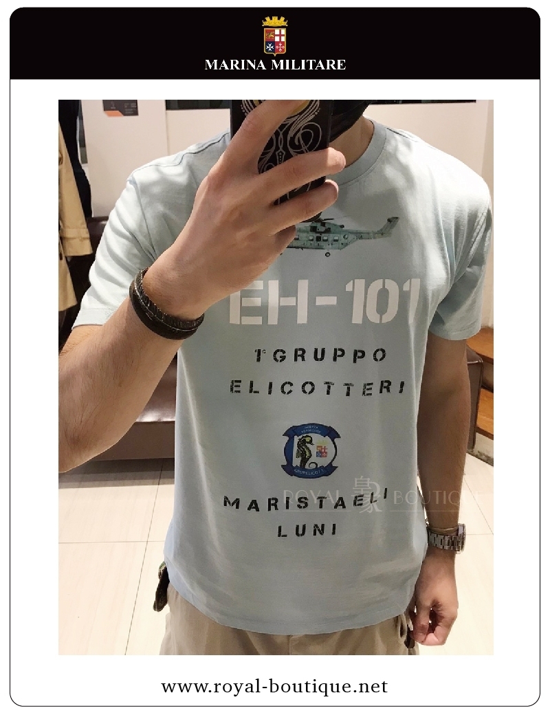 MARINA MILITARE 軍事斑駁字體印刷短T