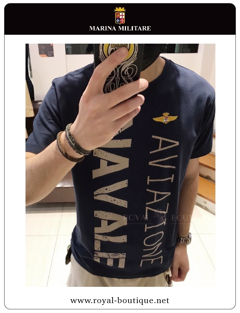 MARINA MILITARE  粗細英字印刷短T