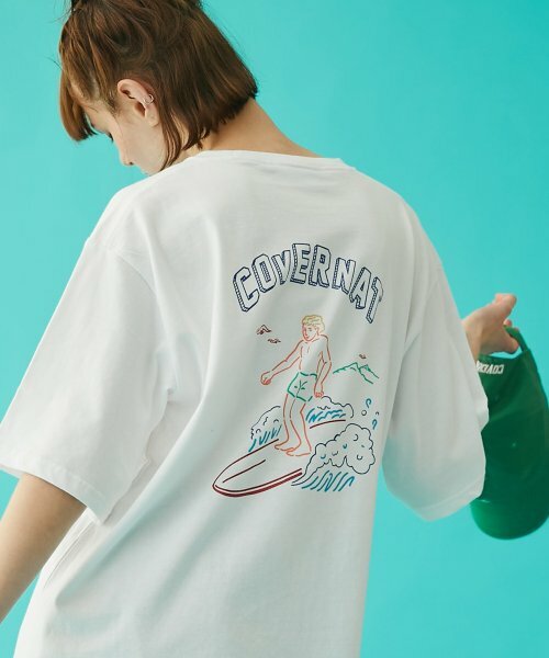 COVERNAT  線條衝浪者  T恤 短袖 白色