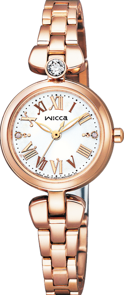 萬年鐘錶 - Citizen - Wicca   幸福月光玫瑰金精緻太陽能女錶  KP5-662-11 錶徑23.5MM