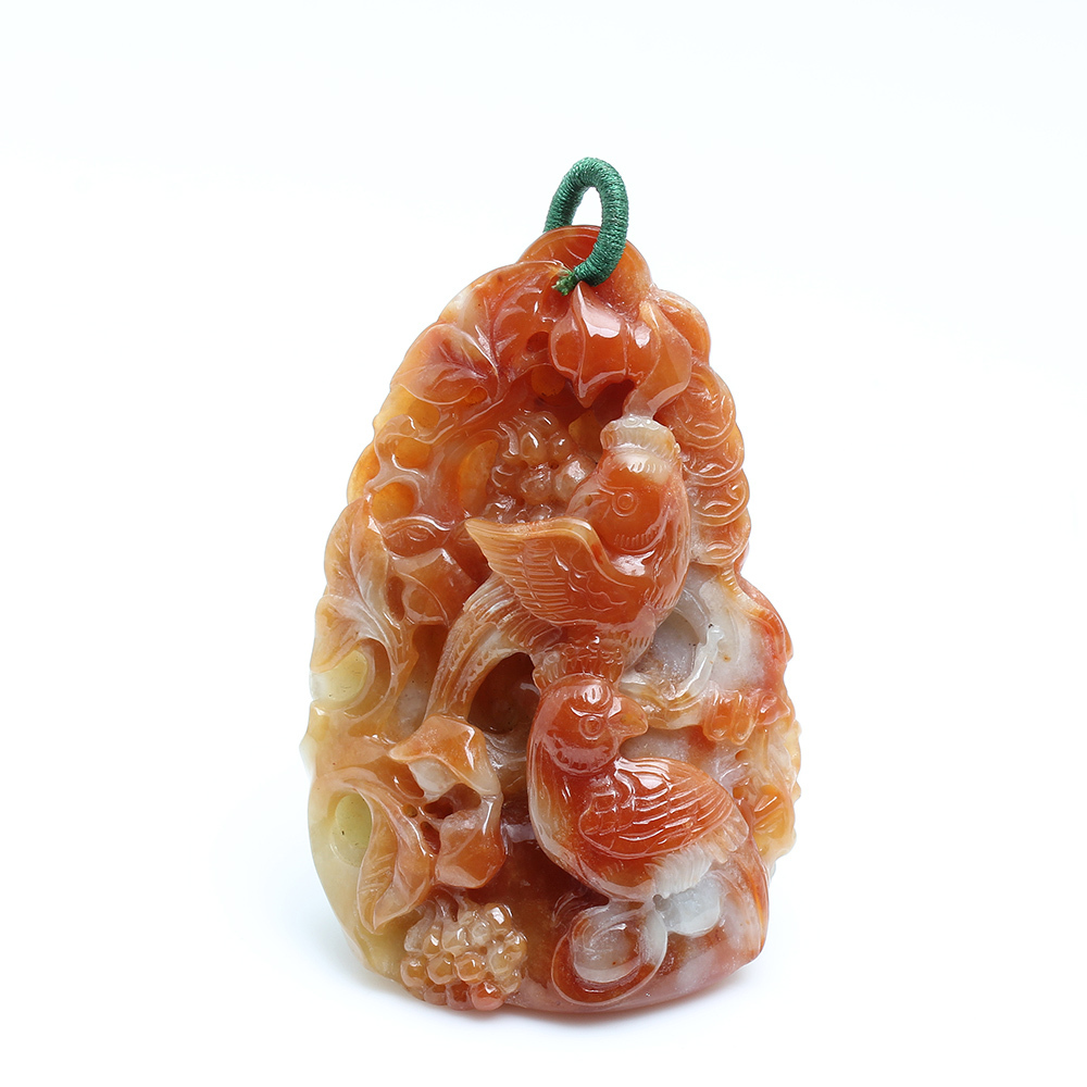 【雅紅珠寶】富貴滿籮筐天然紅翡翠玉墜項鍊-鳳凰-如意-萄萄-N0314