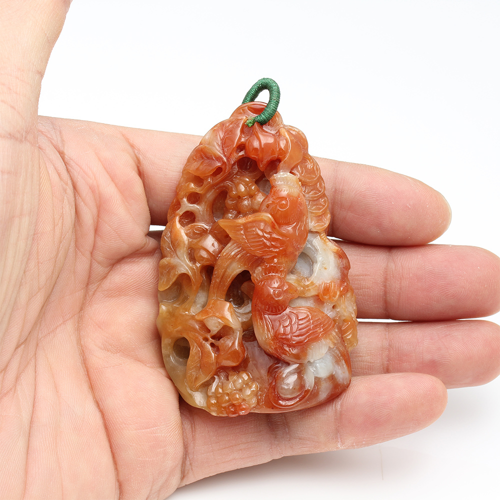 【雅紅珠寶】富貴滿籮筐天然紅翡翠玉墜項鍊-鳳凰-如意-萄萄-N0314