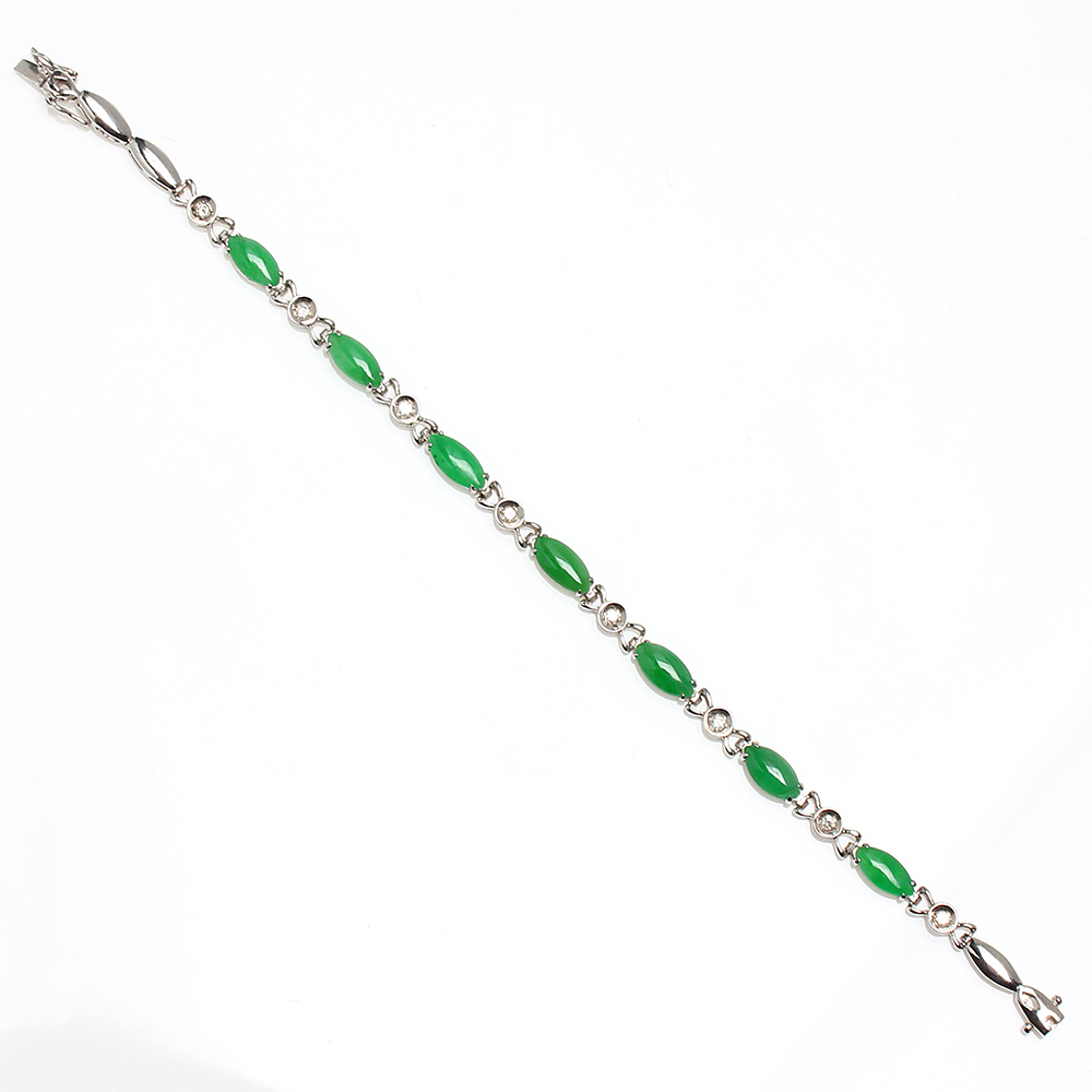 【雅紅珠寶】極品圓融天然老坑種綠翡翠手鏈-14k-E0055