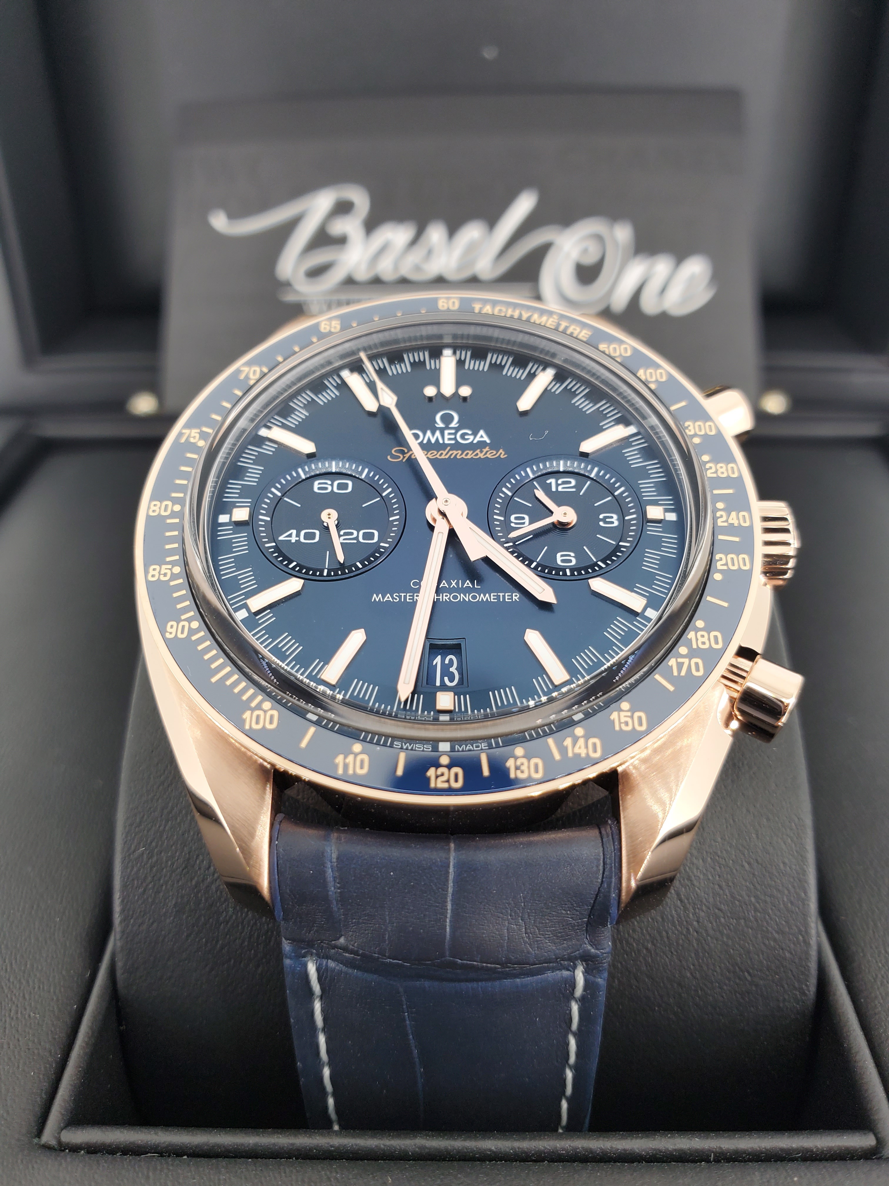 BRAND NEW OMEGA SPEEDMASTER 329.53.44.51.03.001 32953445103001 BLUE DIAL GOLD RACING CO AXIAL MASTER CHRONOMETER CHRONOGRAPH 44 MM