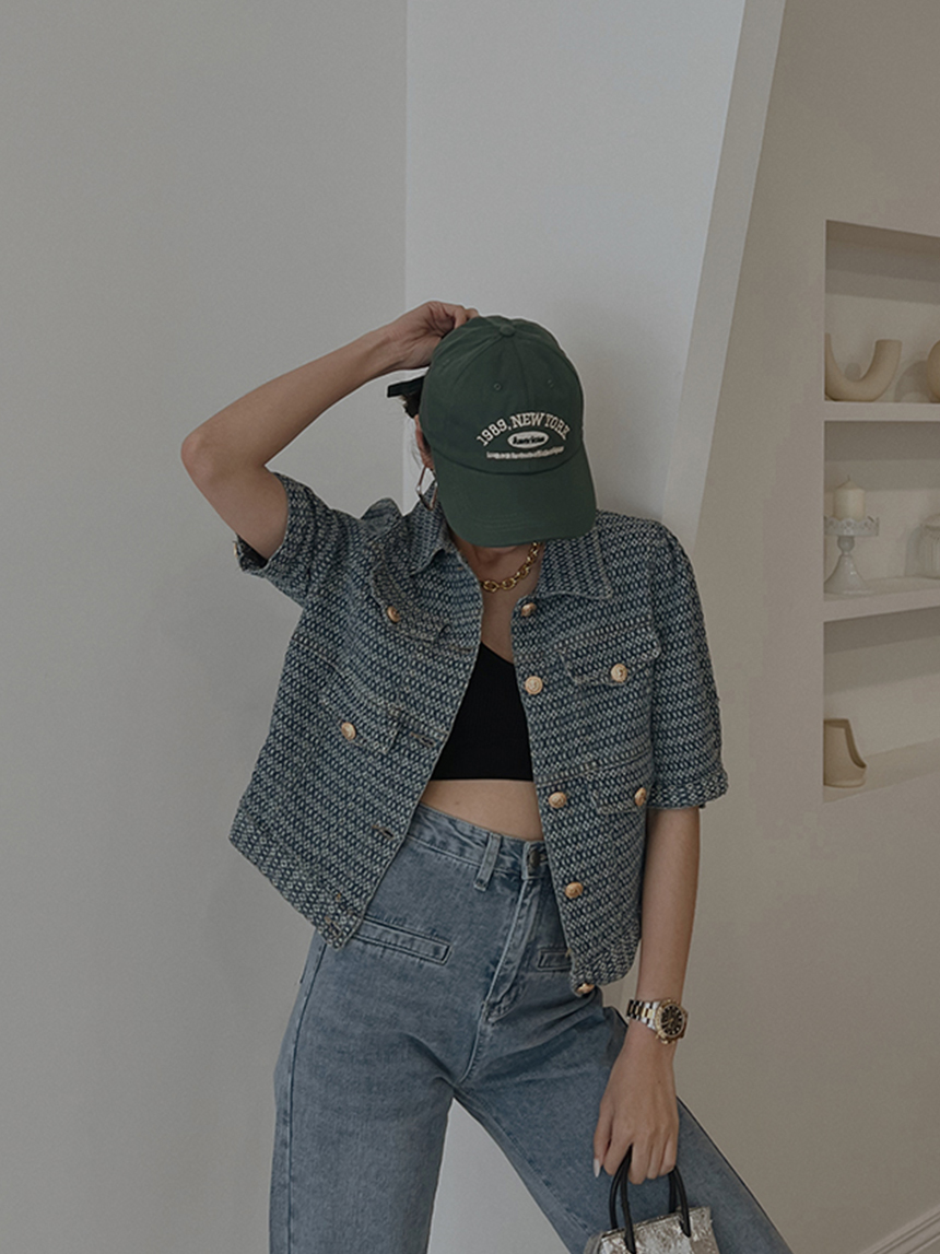 小香風金釦短袖外套