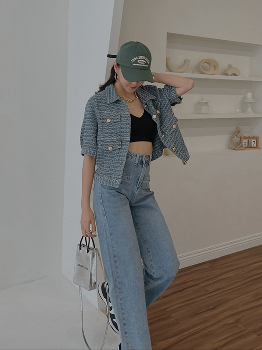 小香風金釦短袖外套