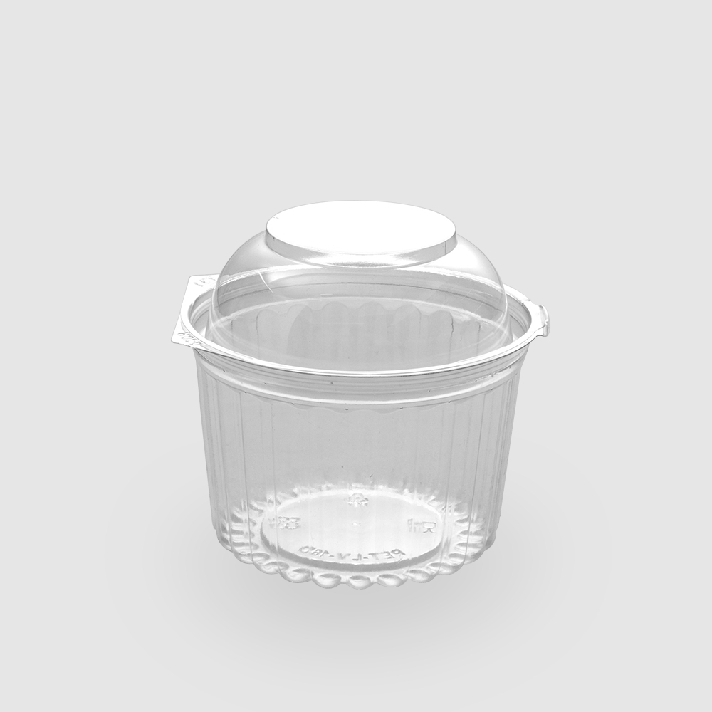 塑膠連體沙拉盒 圓形球蓋 16oz