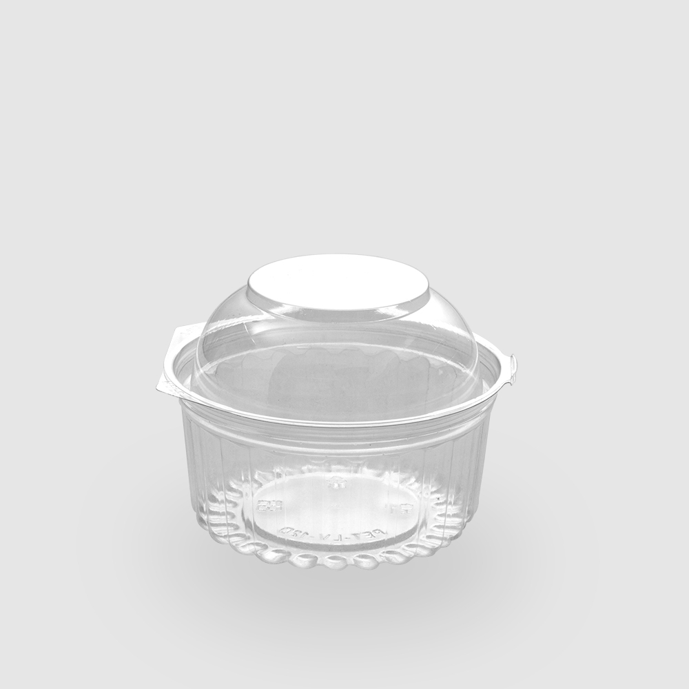 塑膠連體沙拉盒 圓形球蓋 12oz