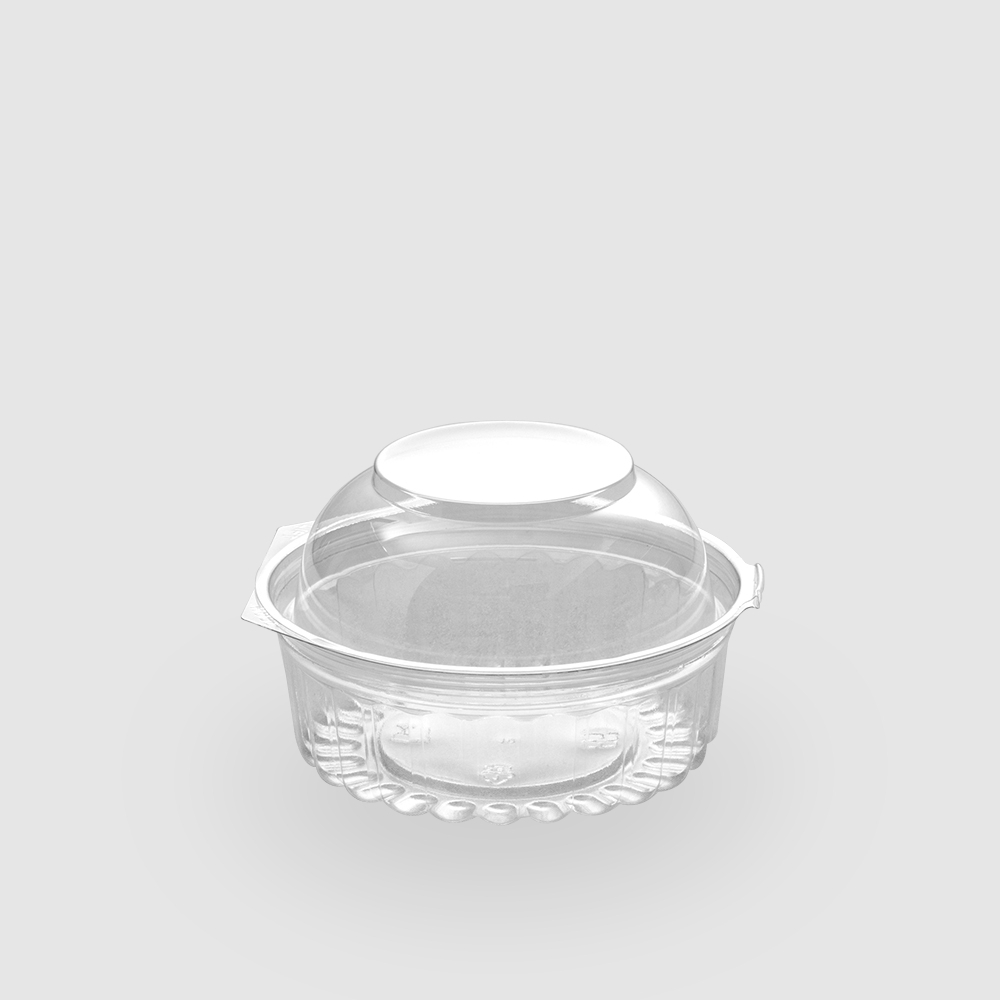 塑膠連體沙拉盒 圓形球蓋 8oz