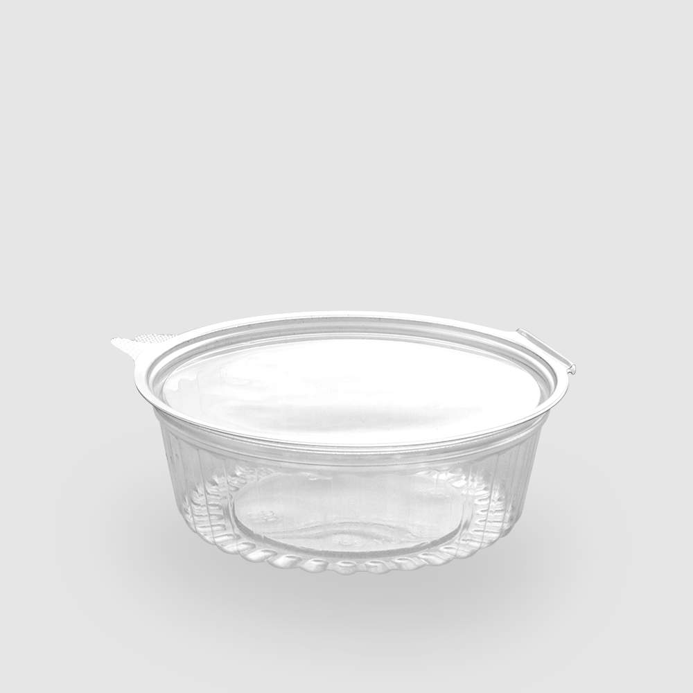塑膠連體沙拉盒 圓形平蓋 24oz