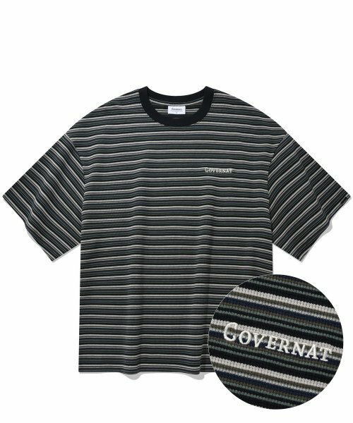 COVERNAT 細條紋  T恤 短袖 黑色