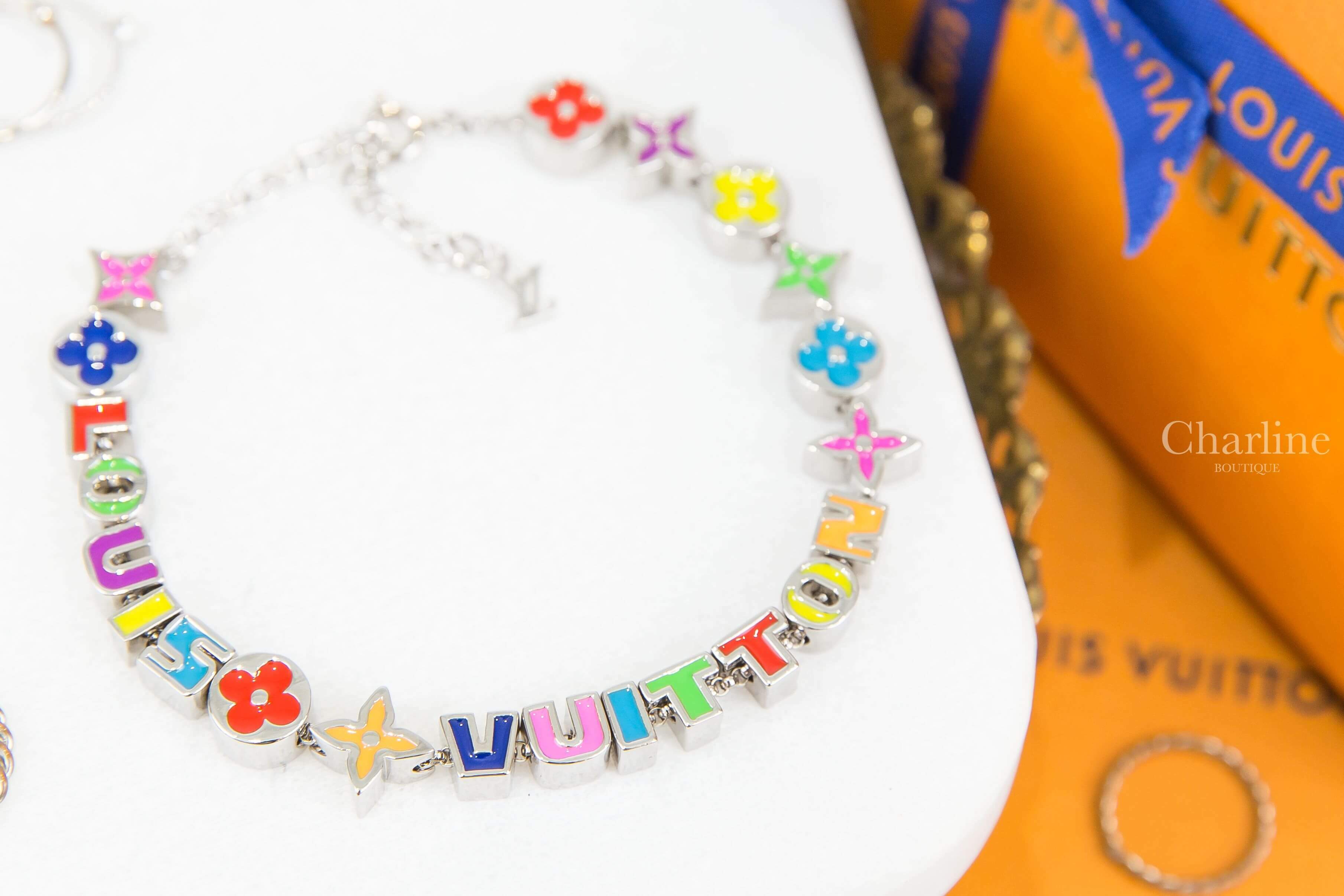Louis Vuitton Monogram Party Bracelet 彩色經典圖徽字母珠飾銀色手鍊