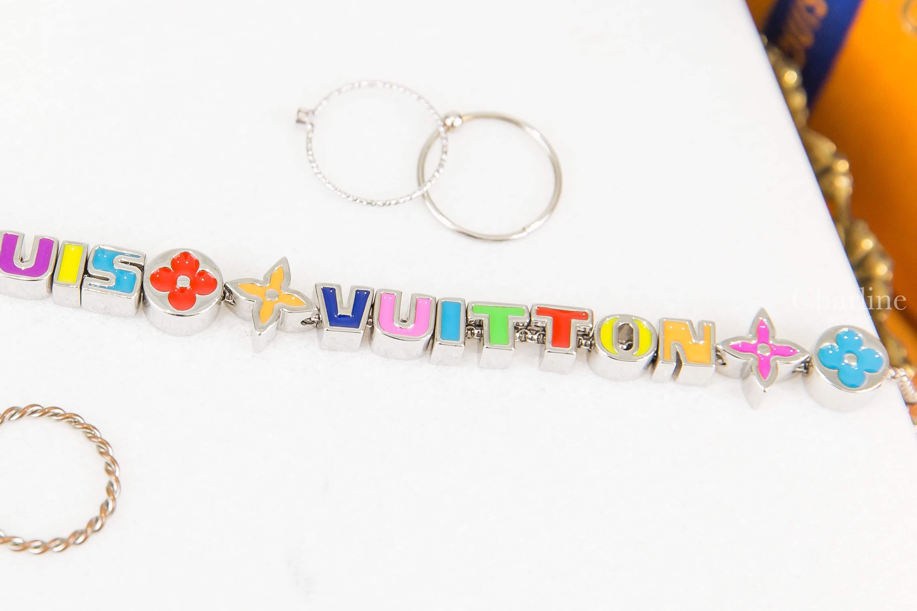 Louis Vuitton Monogram Party Bracelet 彩色經典圖徽字母珠飾銀色手鍊