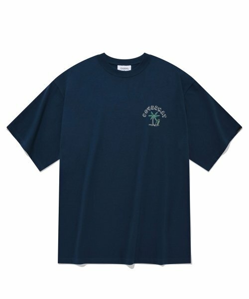 COVERNAT 海灘棕櫚樹T恤 短袖 深藍色