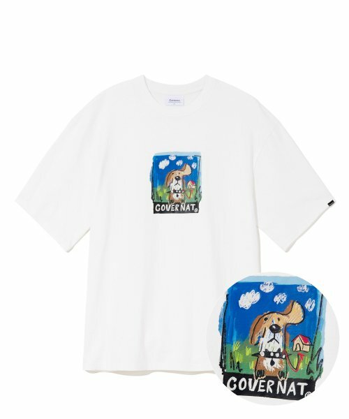 COVERNAT 小狗蠟筆 短袖 白色