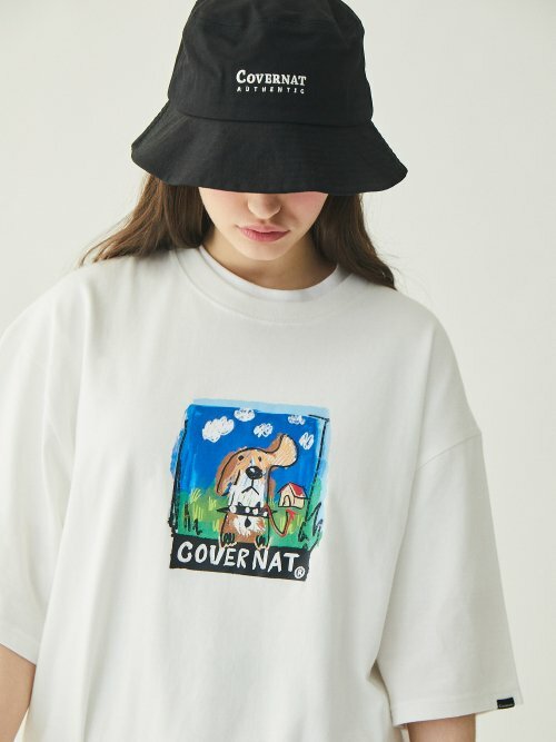 COVERNAT 小狗蠟筆 短袖 白色