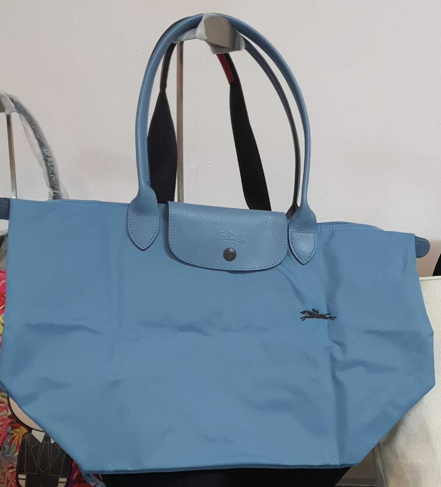 [S] LONGCHAMP LE PLIAGE LONG HANDLE LARGE NO CROSSBODY, LIGHT BLUE , SLC10 (SLC10)