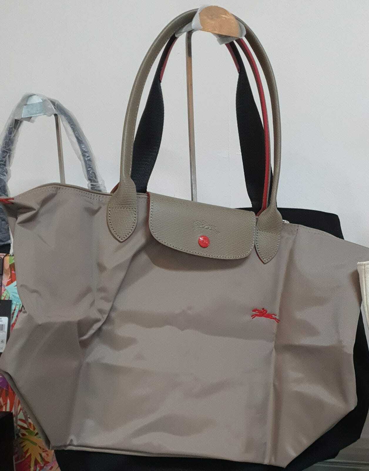 [S] LONGCHAMP LE PLIAGE LONG HANDLE LARGE NO CROSSBODY, GREY, SLC11 (SLC11)