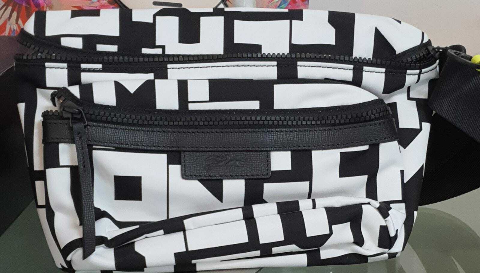 [S] LONGCHAMP LE PLIAGE BUMBAG, BLACK/WHITE, SLC17 (SLC17)