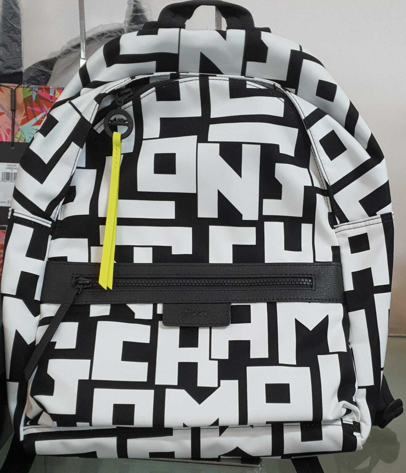 [S] LONGCHAMP LE PLIAGE BACK PACK, WHITE WITH WORD, SLC26 (SLC26)