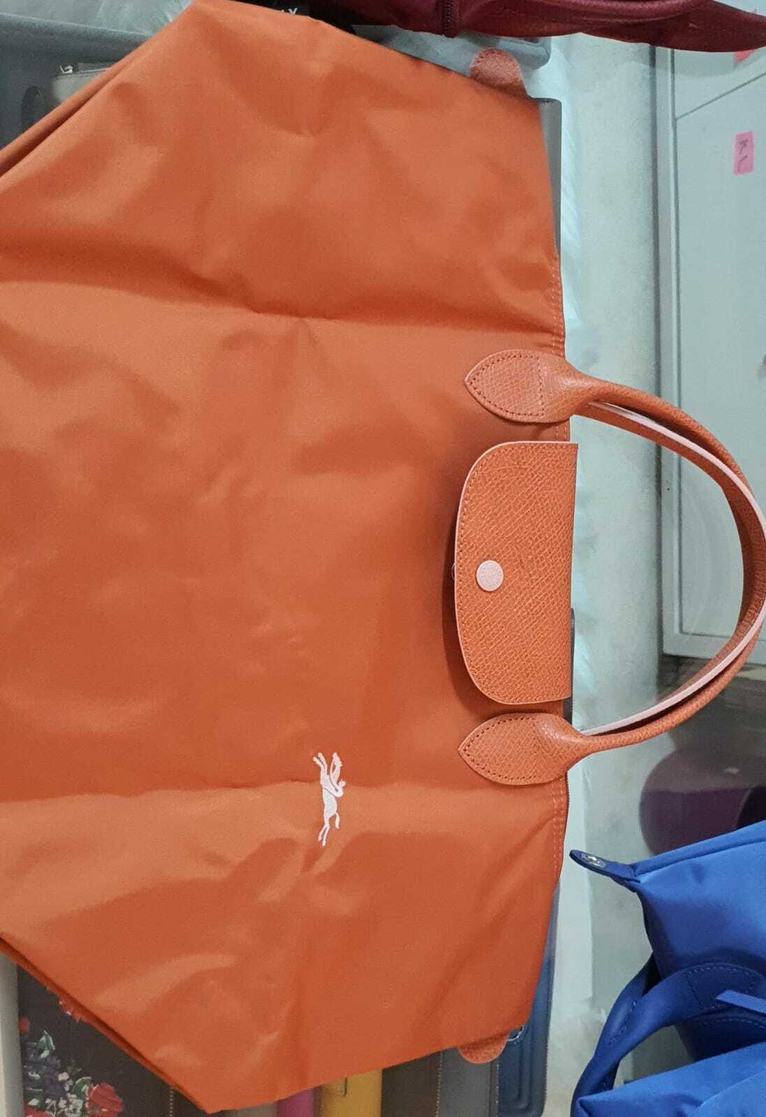 [S] LONGCHAMP LE PLIAGE SHORT HANDLE MEDIUM NO CROSSBODY, ORANGE, SLC32 (SLC32)
