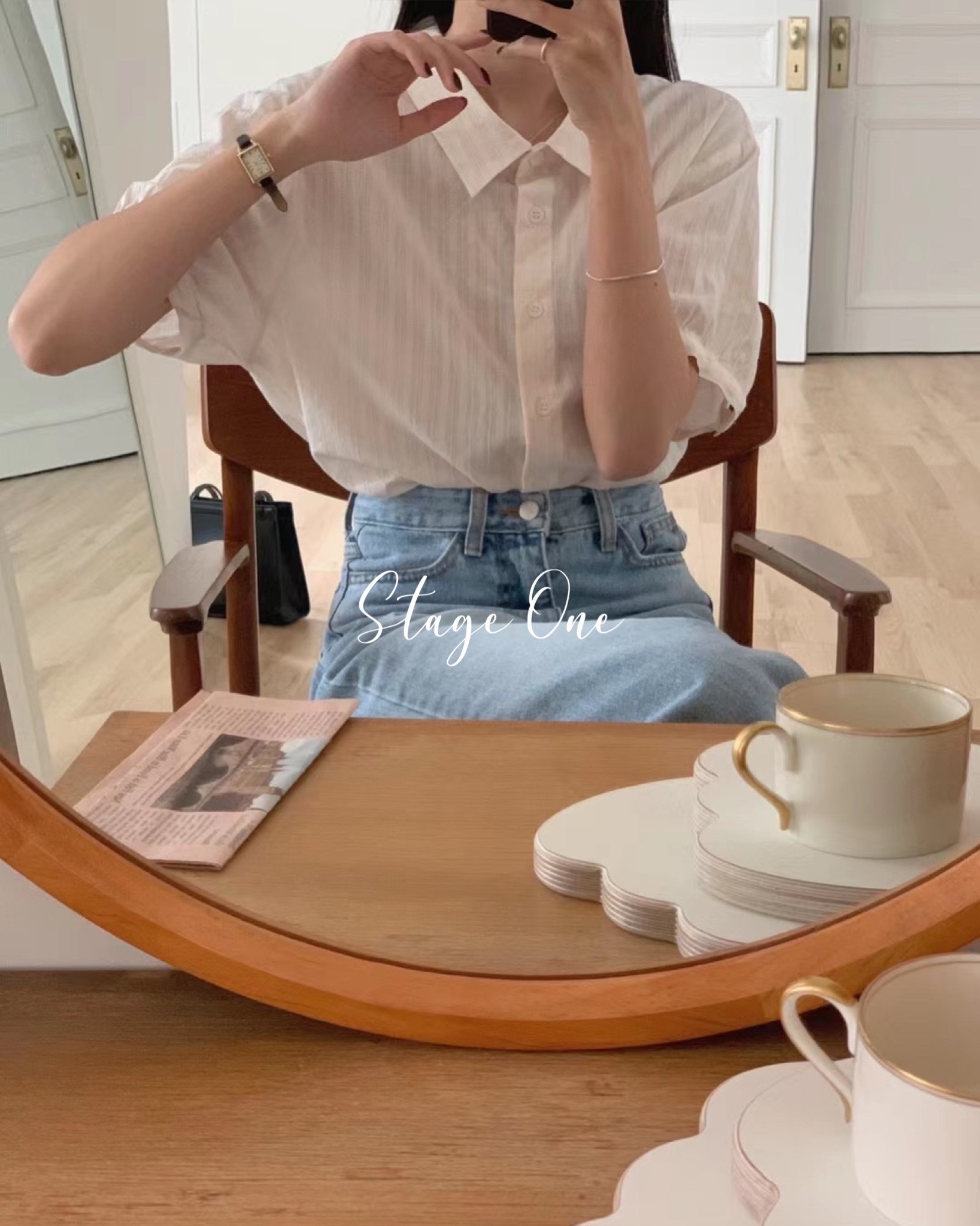 韓國製🇰🇷TP2286 暗直條紋微透襯衫