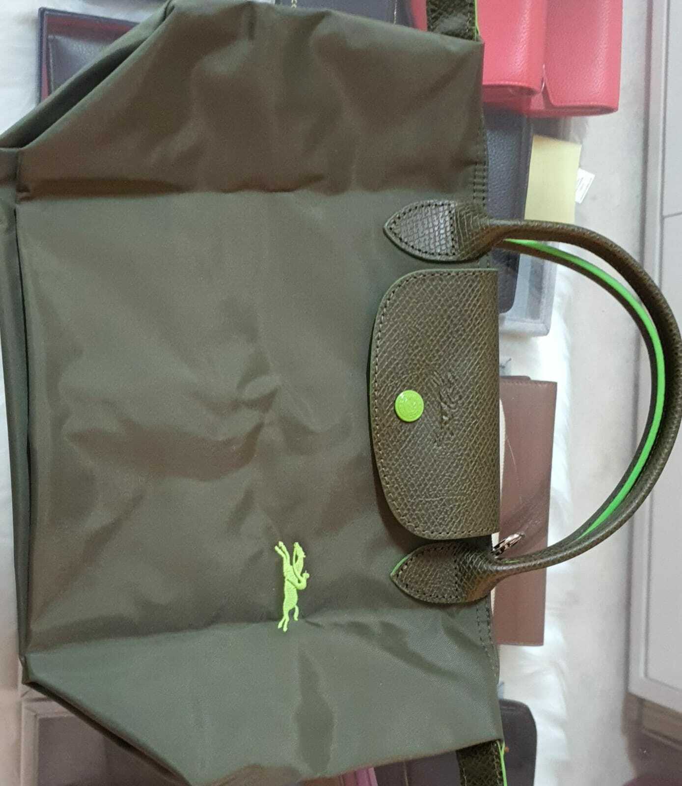 [S] LONGCHAMP LE PLIAGE SHORT HANDLE SMALL NO CROSSBODY, GREEN , SLC35 (SLC35)