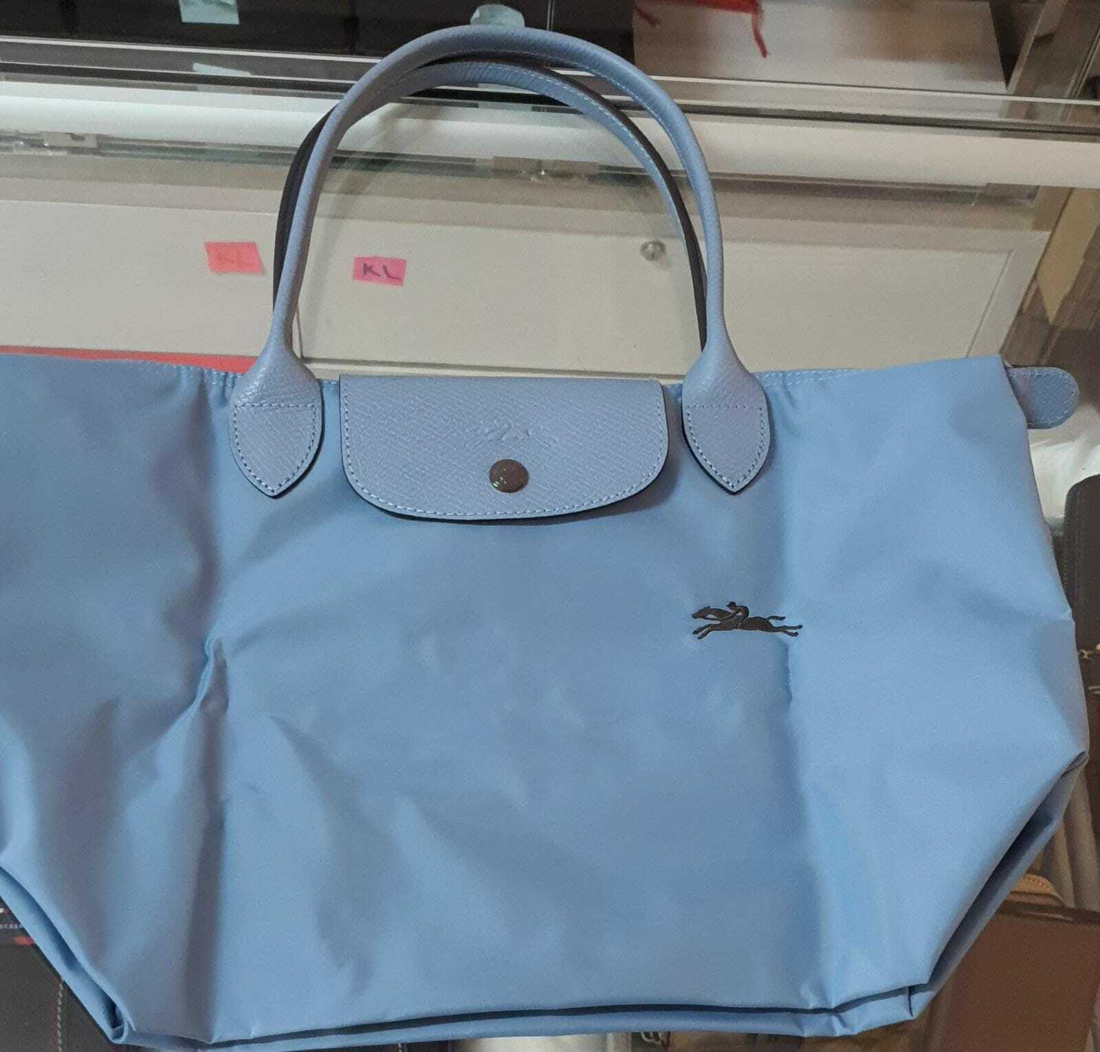 [S] LONGCHAMP LE PLIAGE LONG HANDLE MEDIUM NO CROSSBODY, LIGHT BLUE , SLC36 (SLC36)