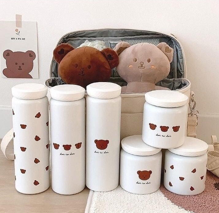 𝐃𝐨𝐭 𝐭𝐨 𝐃𝐨𝐭 x 𝐌𝐎𝐃𝐔’𝐈 熊仔絕版保溫杯(左邊500ml) 多熊款