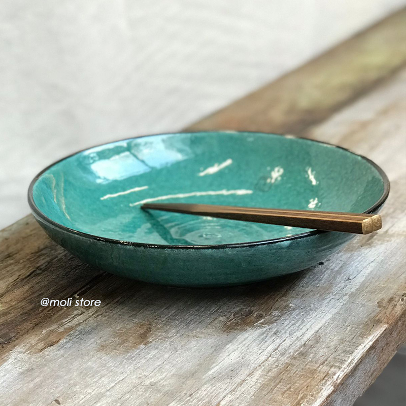 Rokuro Blut's Ceramics Turkey Green Serving Plate 23cm