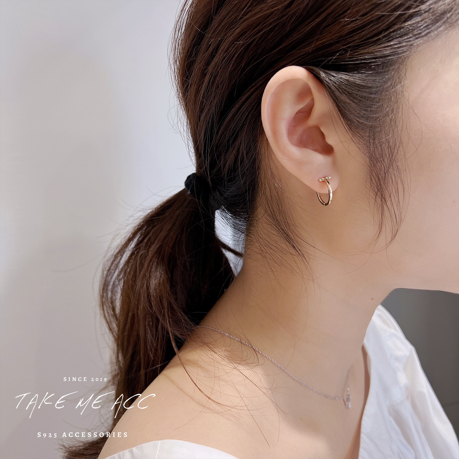 Double T 圈圈｜純銀針耳環