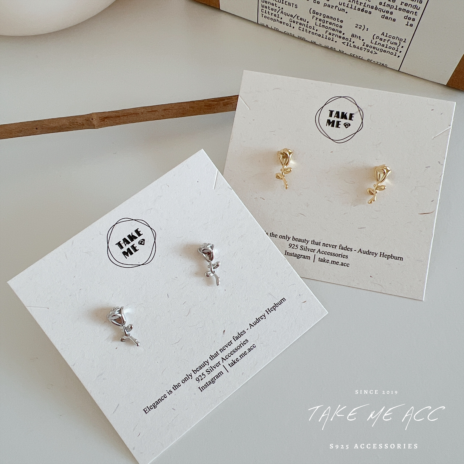 小玫瑰｜全純銀耳環