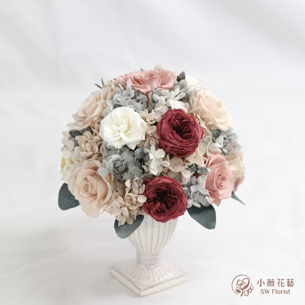 |歐式畢德邁爾圓形桌花-貴族的盛宴-喬遷送禮-永生花盆栽-大型|