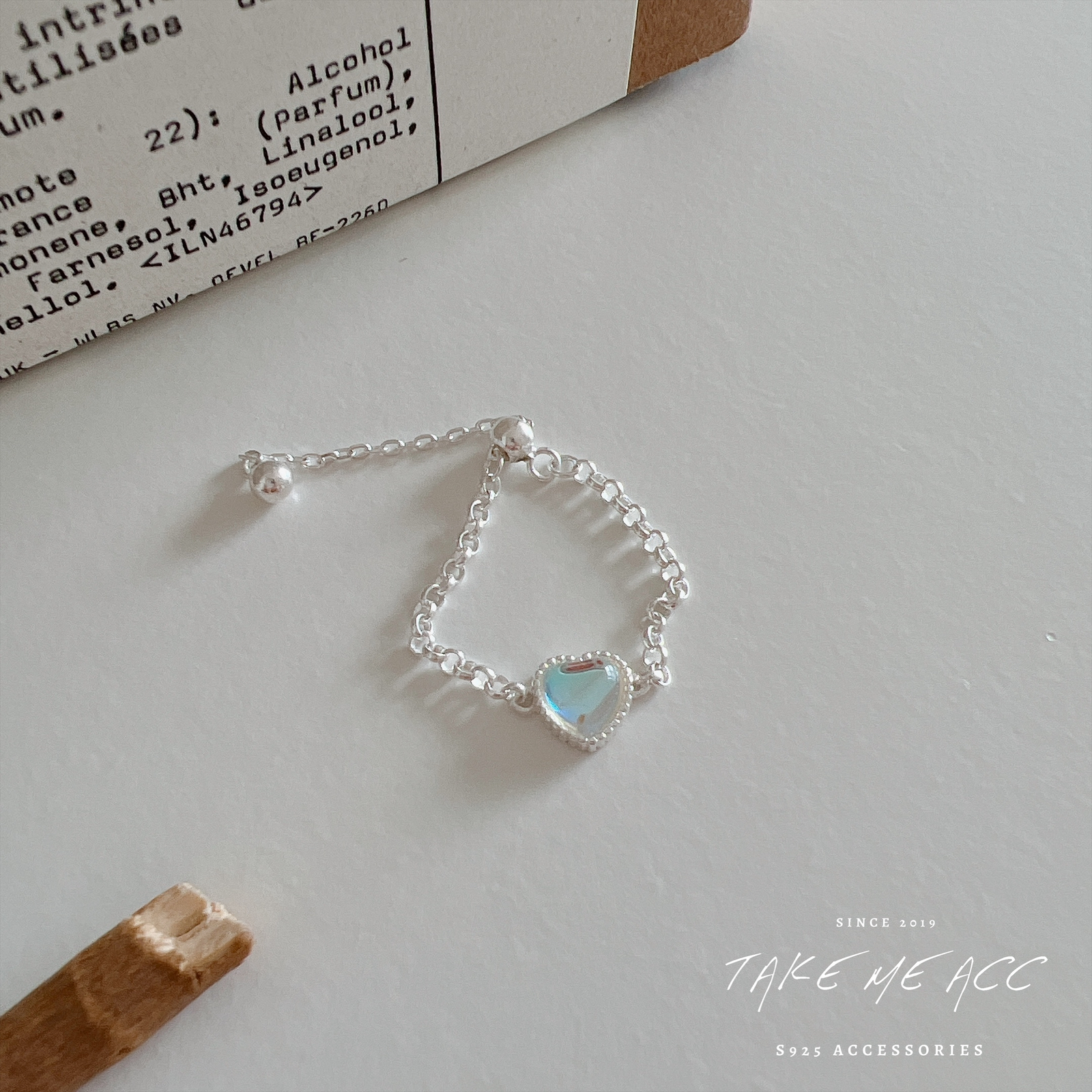 月光石愛心｜純銀戒指