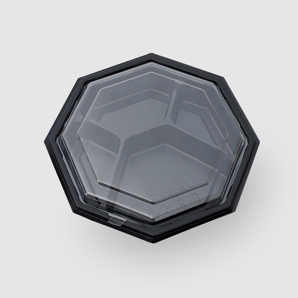 塑膠八角型便當盒 四分格 800ml 36號