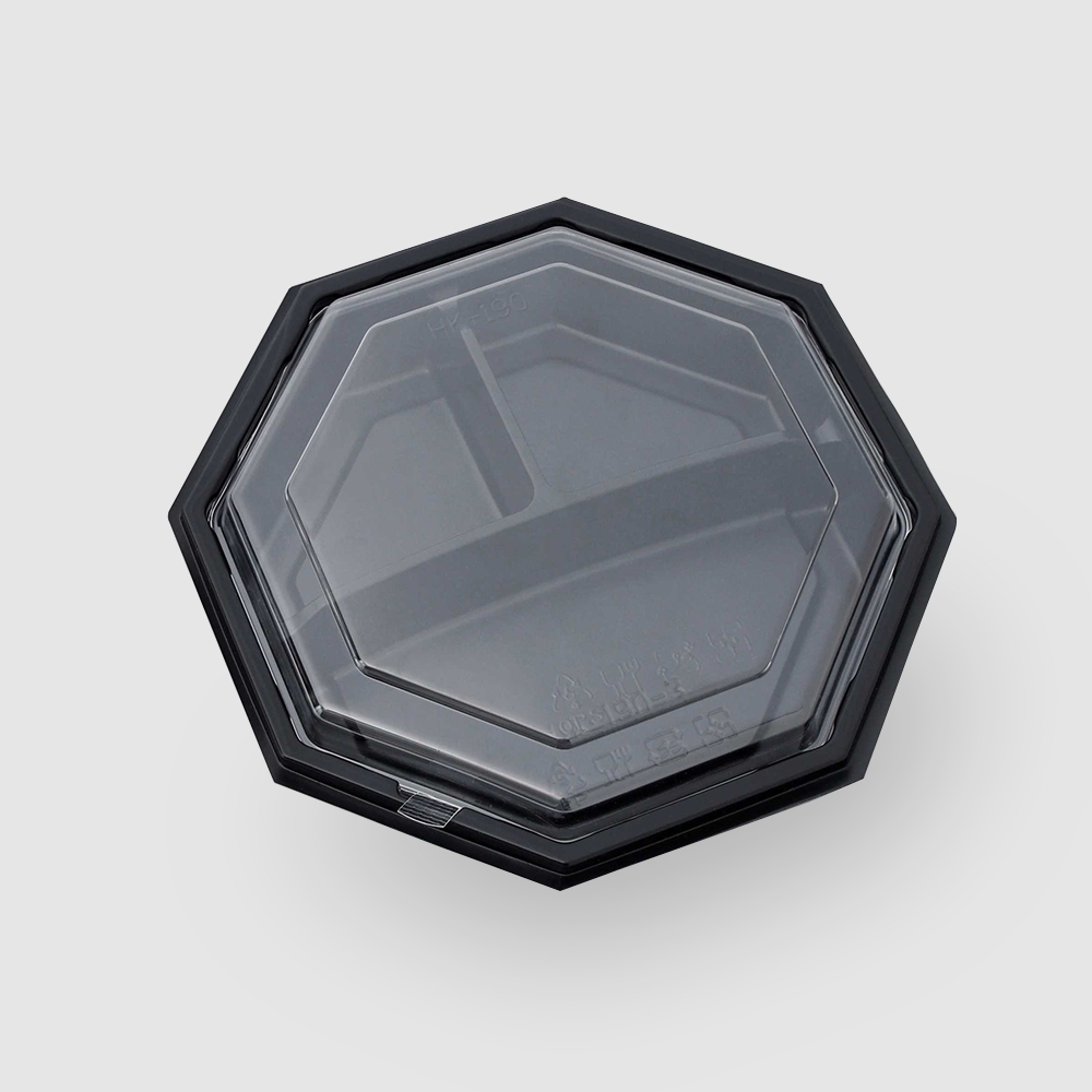 塑膠八角型便當盒 三分格 800ml 35號
