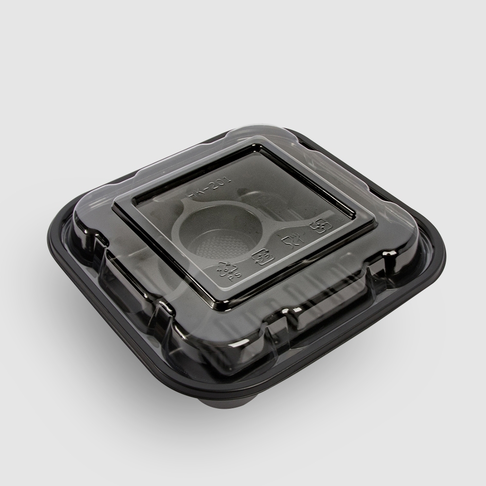 塑膠方型便當盒 四分格 900ml 14號