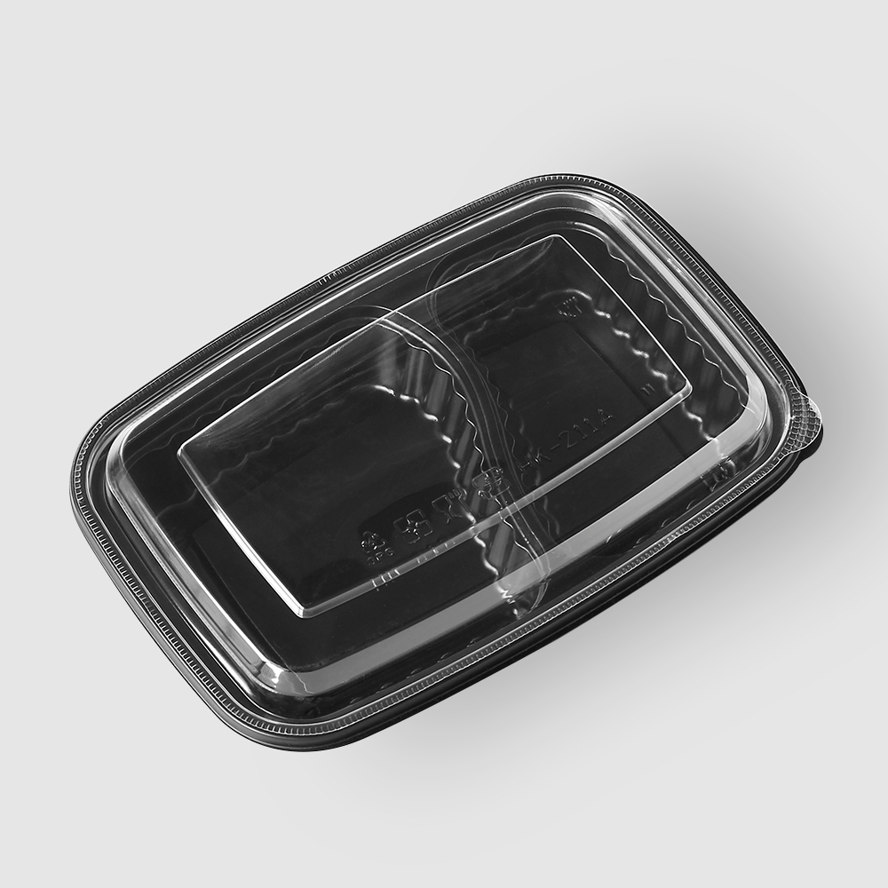 塑膠長方型便當盒 二分格 700ml 19號