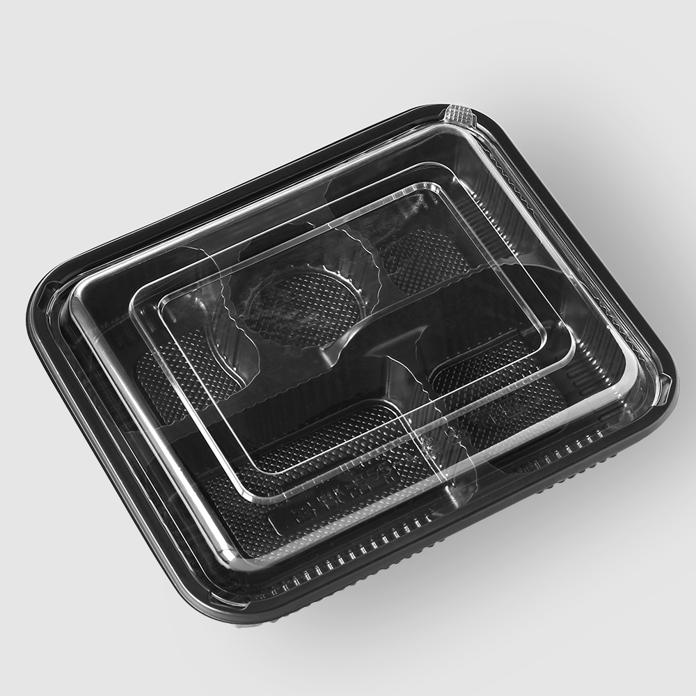 塑膠長方型便當盒 五分格 1300ml 24號