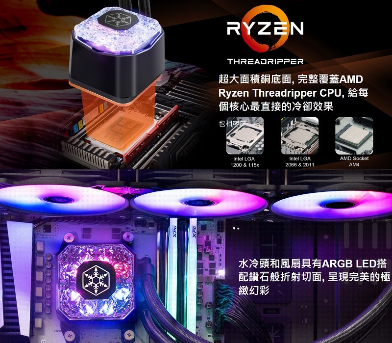 米特3C數位–SilverStone 銀欣 IceGem 360 ARGB 一體式水冷散熱器/SST-IG360-ARGB