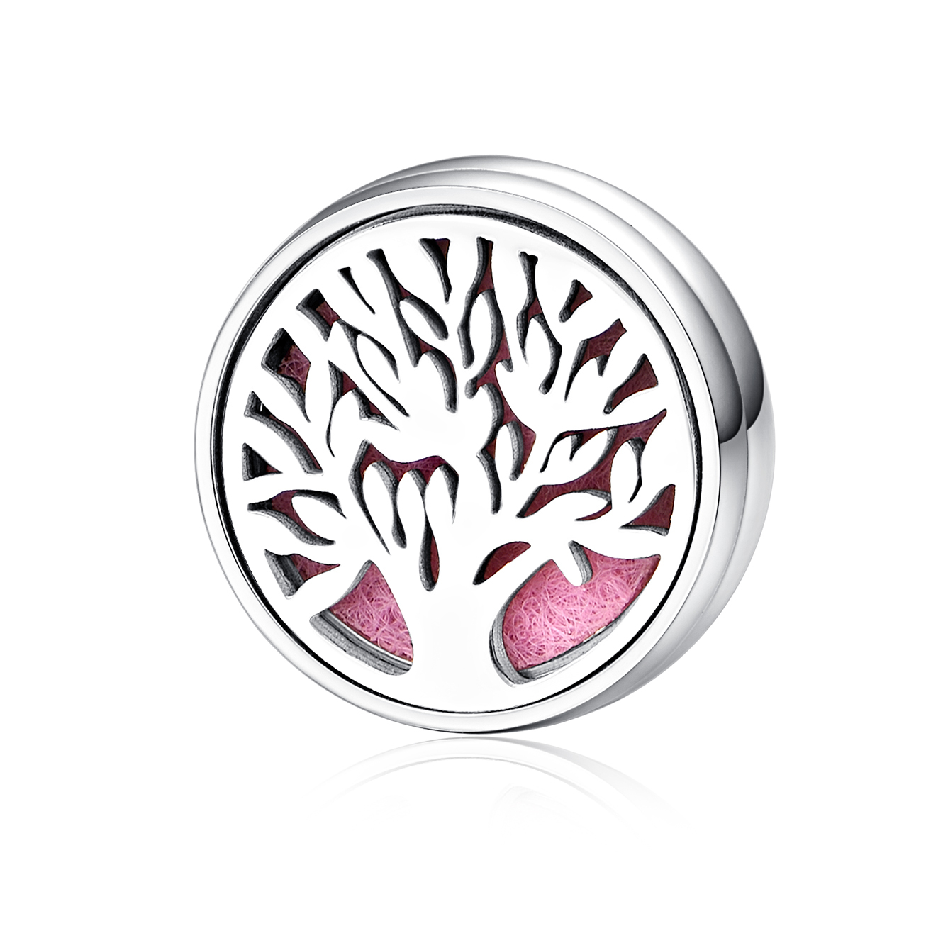 精油香薰扣 生命樹-12MM 鈦鋼銀