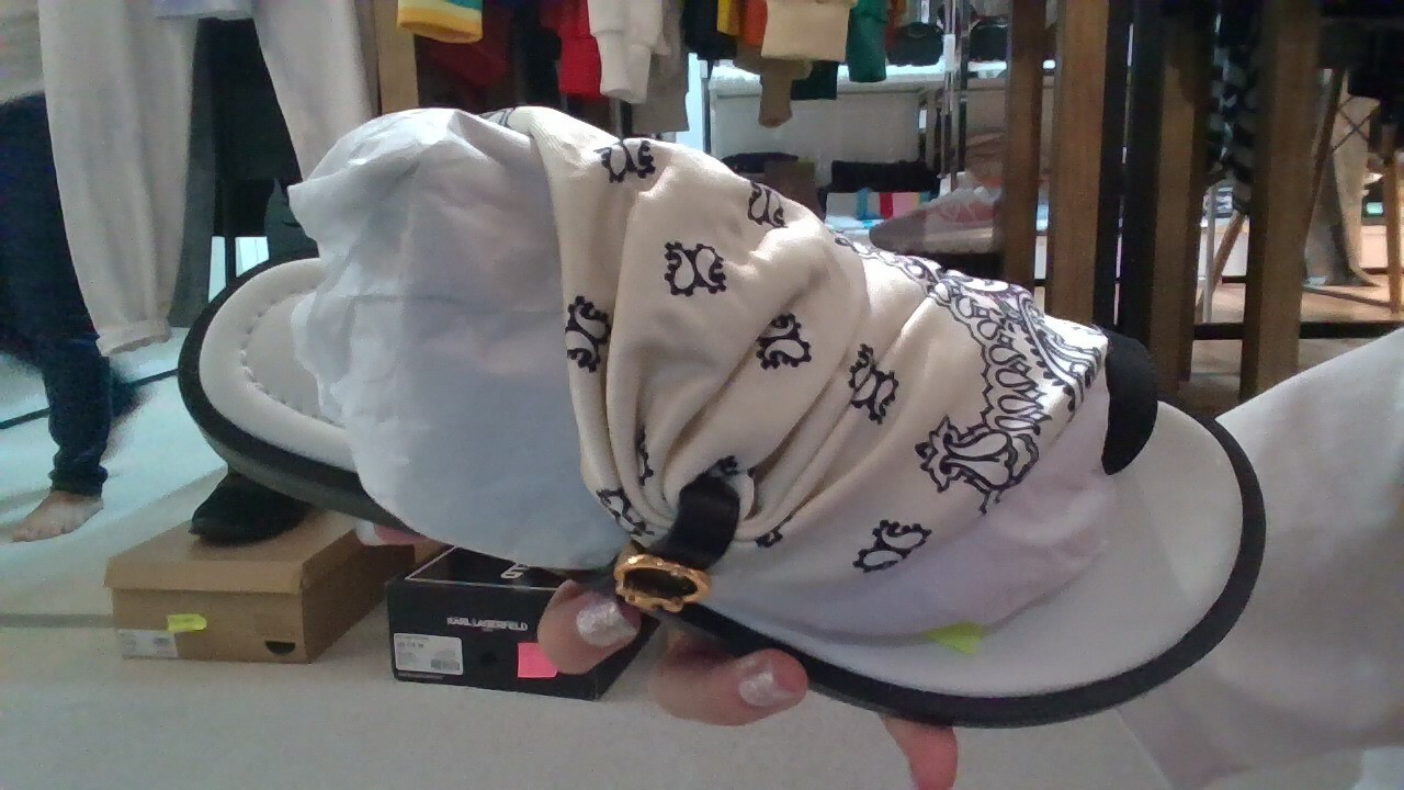 [S] TORY BURCH SELBY SCARF SANDAL, IVORY AMERICANA BANDANA 979, 70503-979 FINAL SALE (STB85)