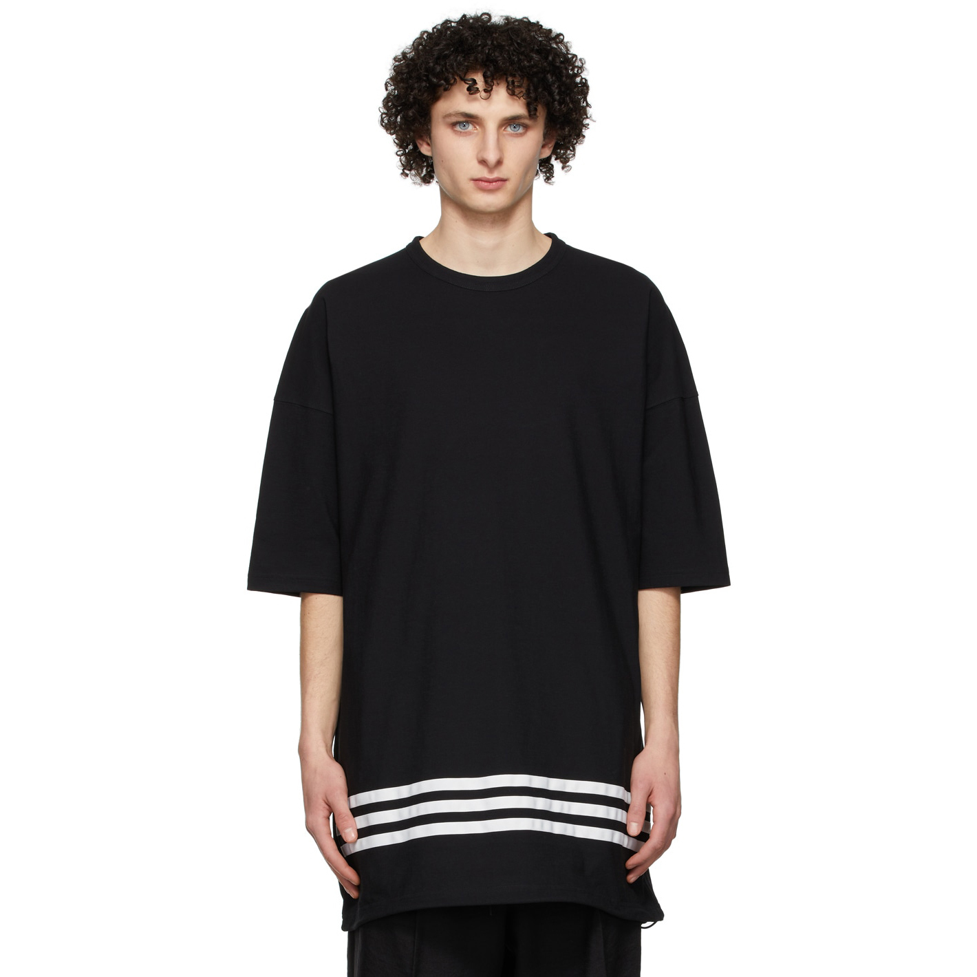 【 Y-3 M CH1 SS TEE 長版三條紋短TEE - 黑 】