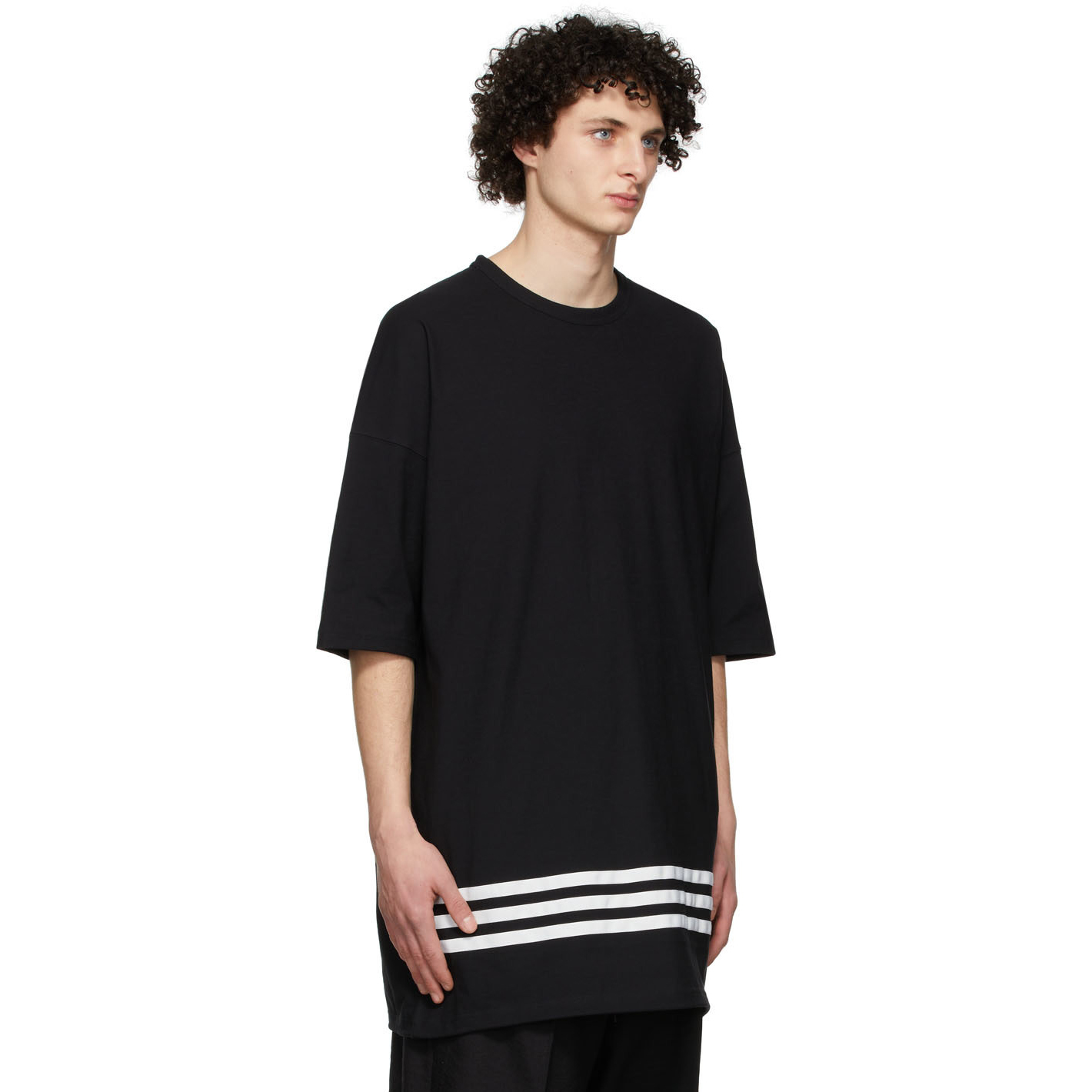 【 Y-3 M CH1 SS TEE 長版三條紋短TEE - 黑 】