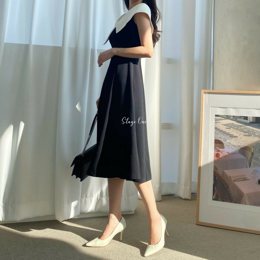 韓國製🇰🇷OP2092 氣質大翻領長裙