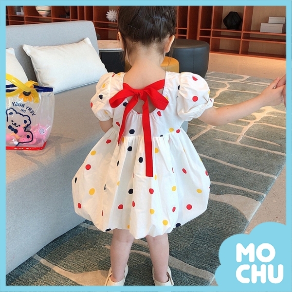 圓點綁帶花苞裙