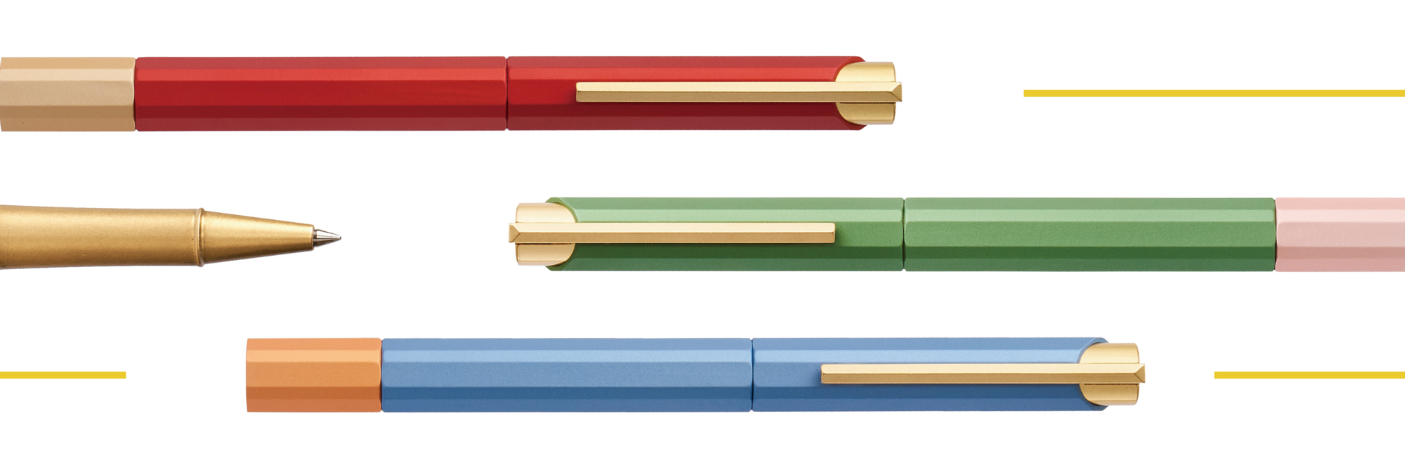 物外YSTUDIO風格核心系列雙六角鋼珠筆共推出三款顏色選擇